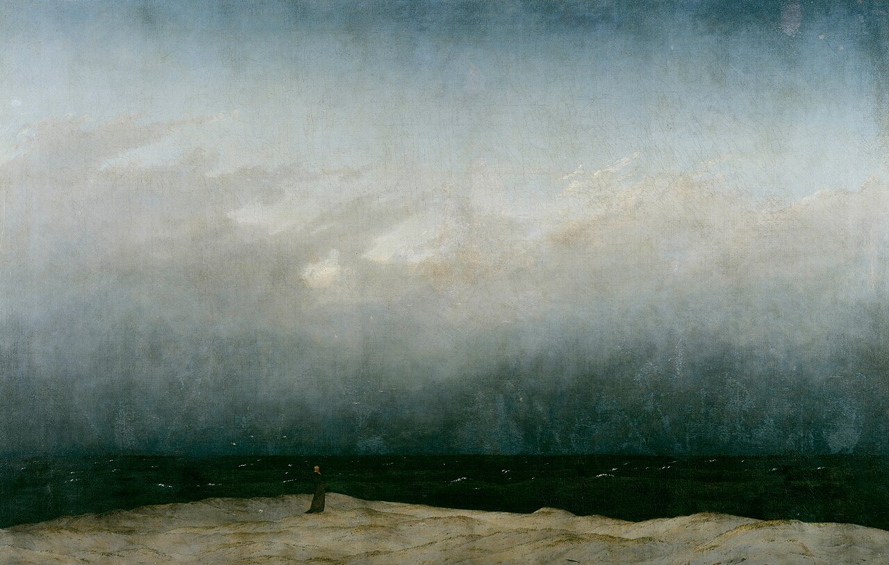 El monje en la orilla del mar (Der Mönch am Meer), óleo de Caspar David Friedrich, Dominio público, vía Wikimedia Commons